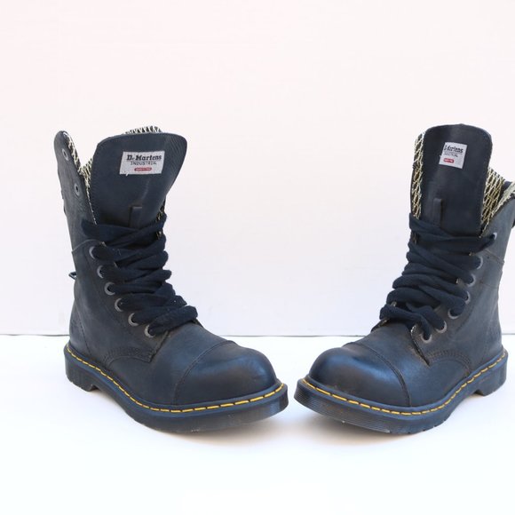 Dr. Martens Black Lace-Up Boots with Yellow Accents - Picture 5 of 10